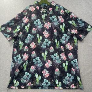 Sunday Swagger Men's 2XL Cosmic Cactus Floral Print Microfiber Golf Polo Shirt